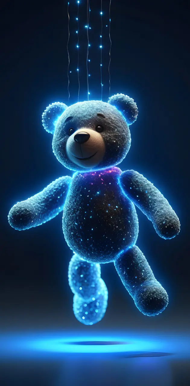 a blue stuffed bear