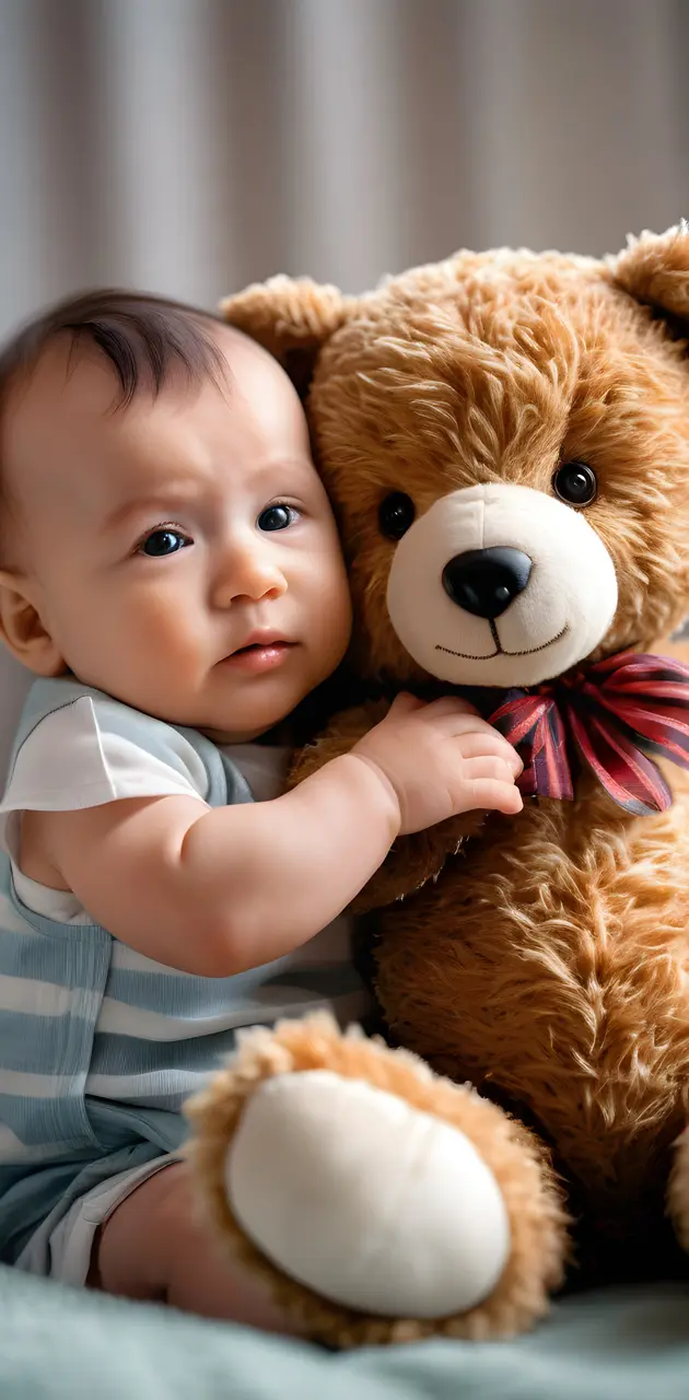 Baby and teddy bear