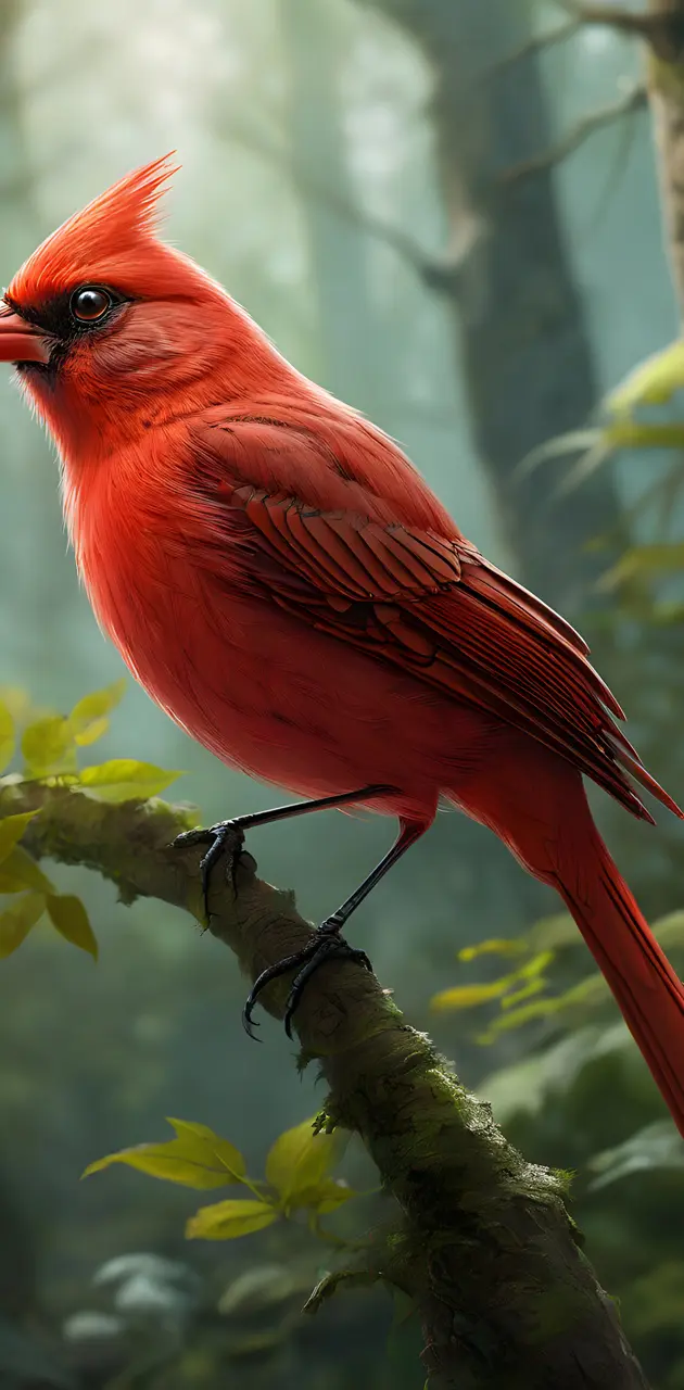 a red bird on a branch