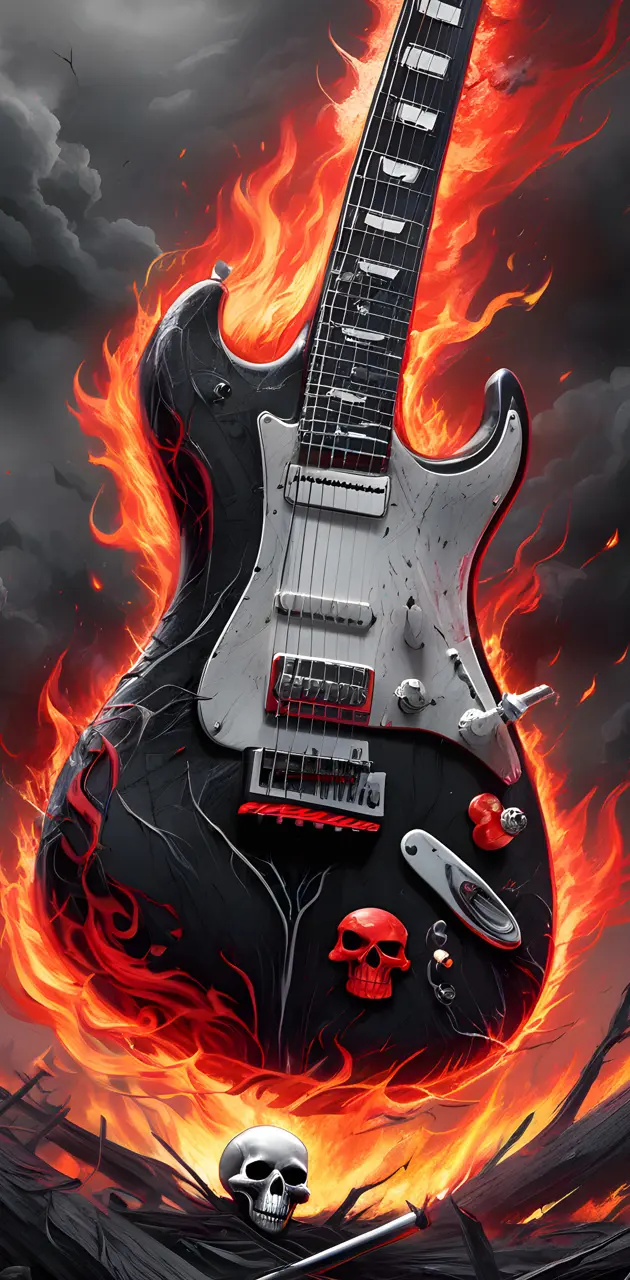 flaming guitar