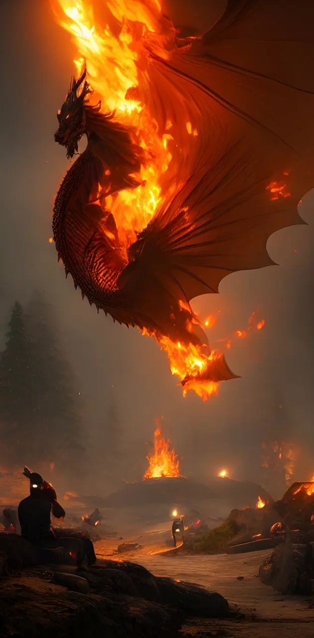 Dragon in flames