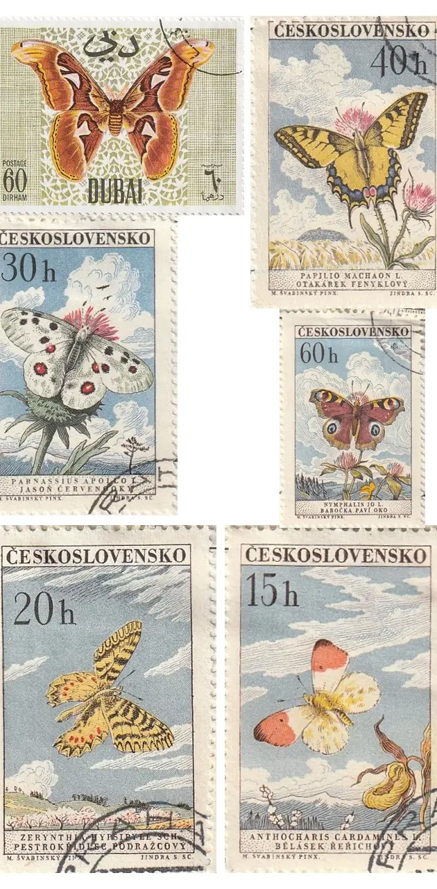 6 Butterfly Postage