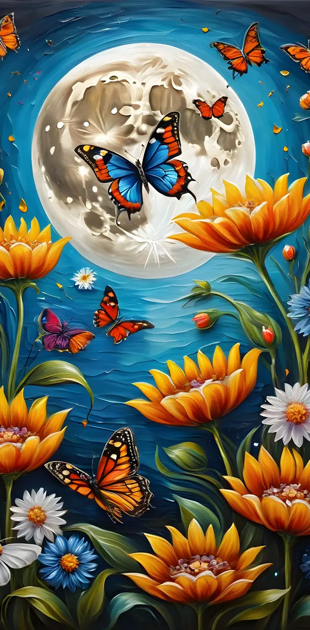 a painting of butterflies on a flower