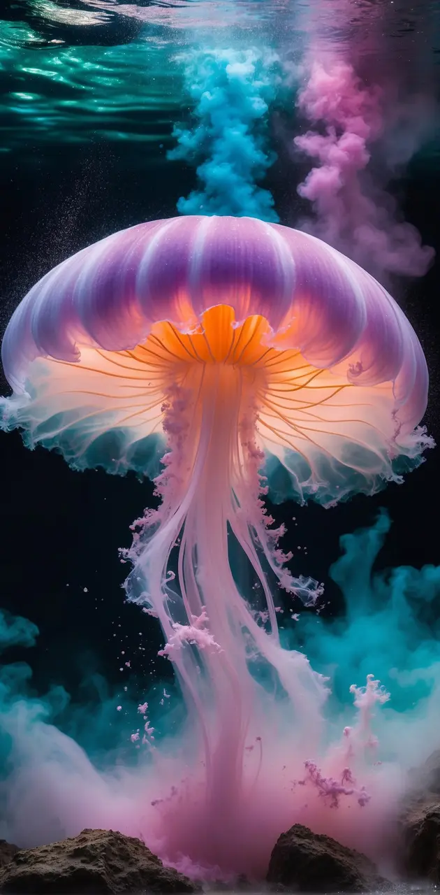 resembling a jellyfish gracefully hovering above water