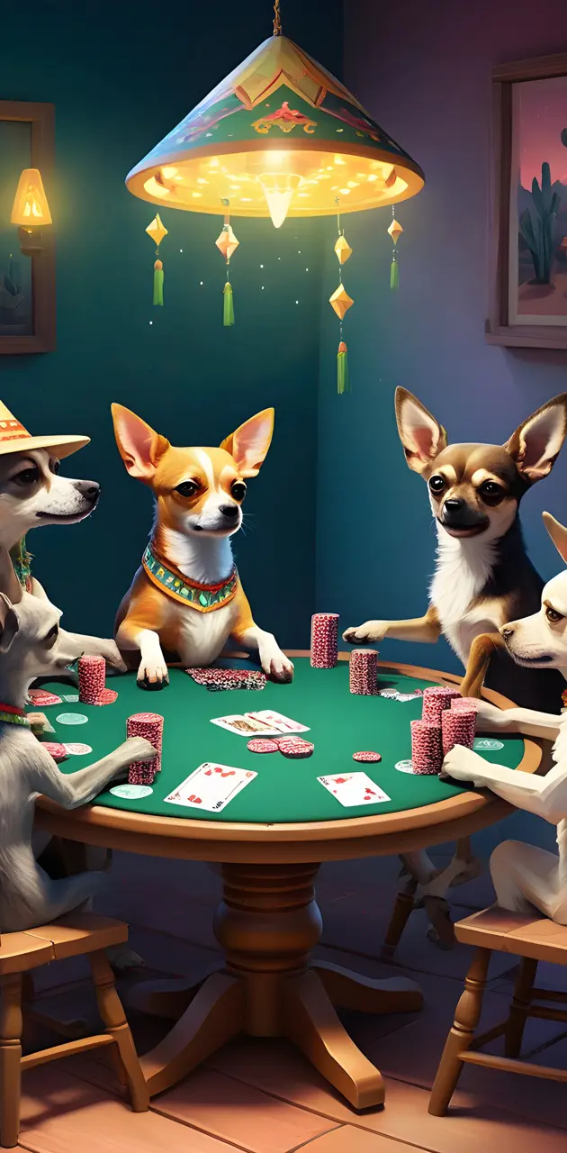Chihuahua's playing poker