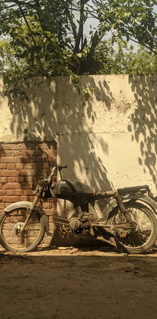 Old bike under sun