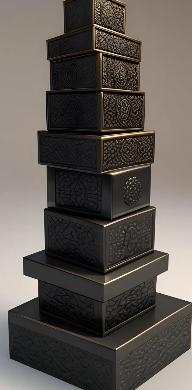 stack of  brass boxes 