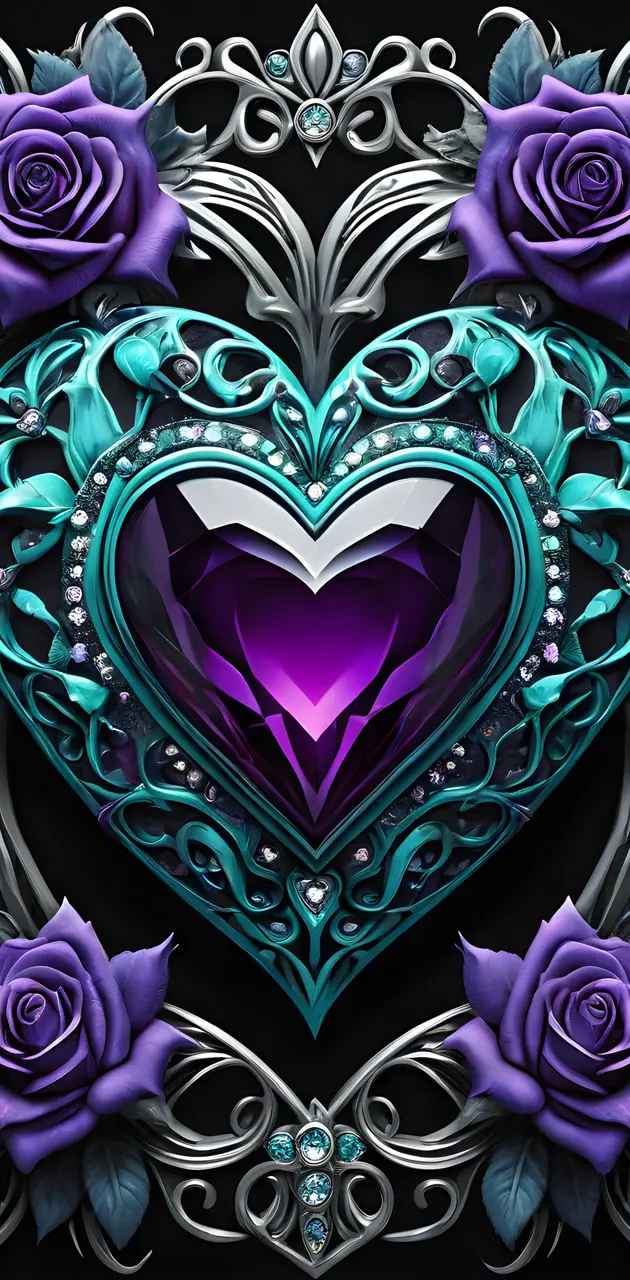 purple stone inside a green heart