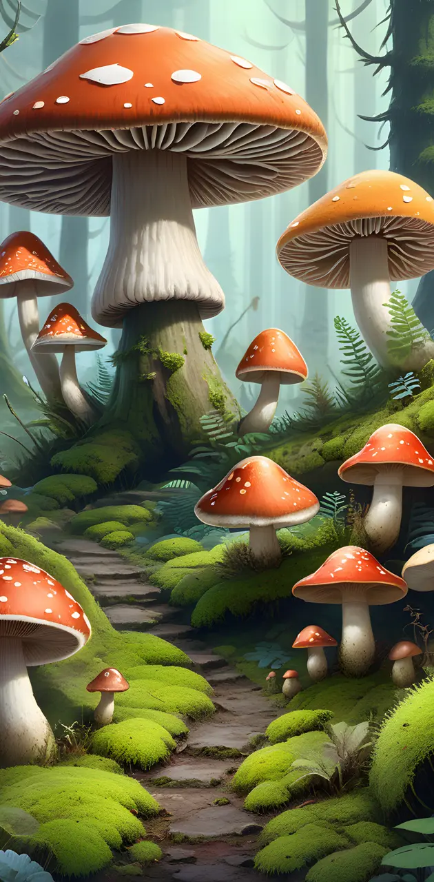 Mushroom moss path