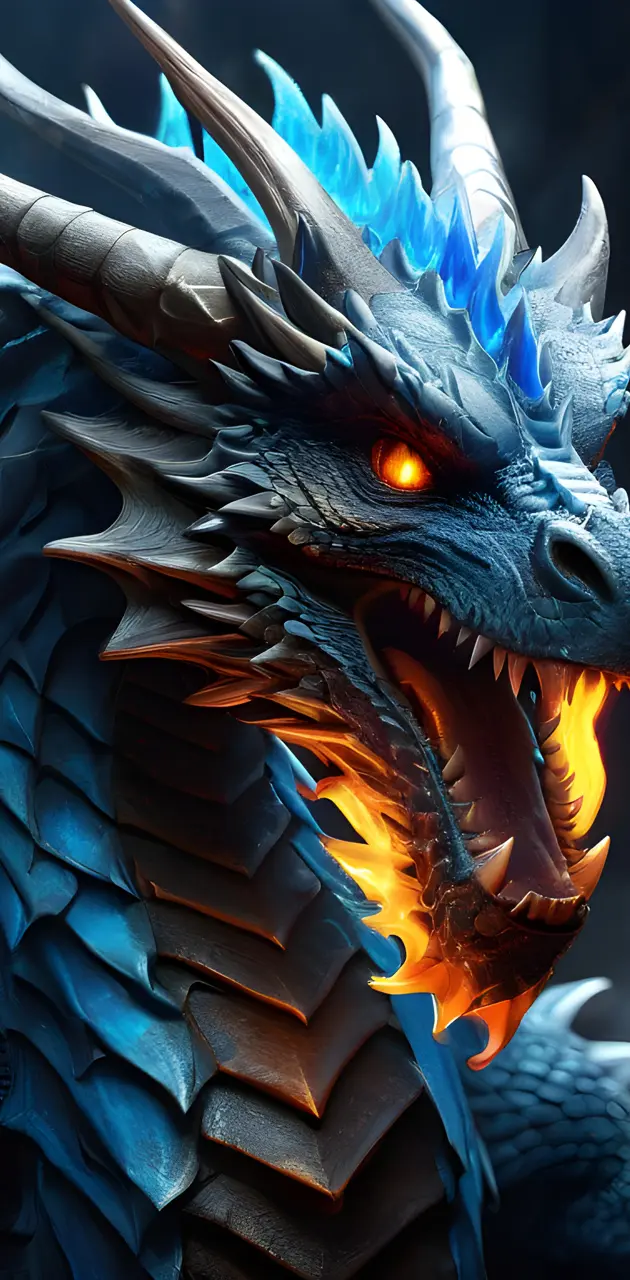 dragon with blue fire
