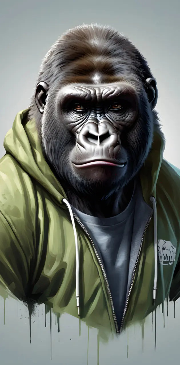 gorilla in sweatshirt