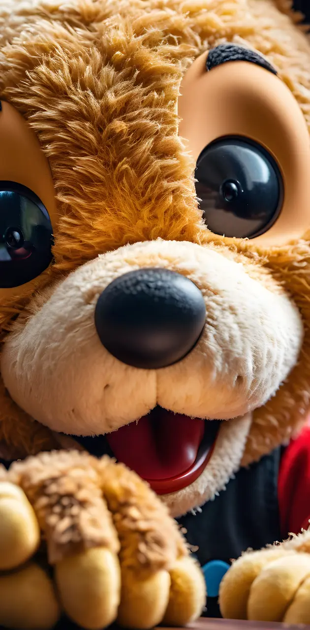 a stuffed animal with a camera