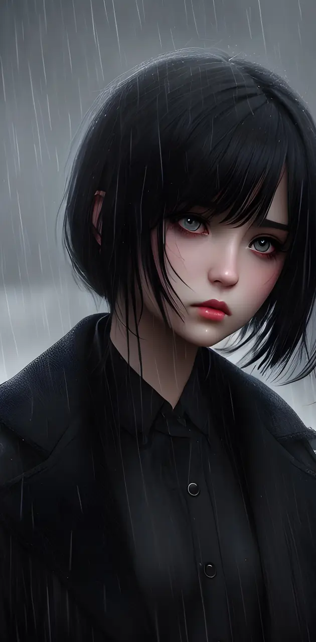 a woman in the rain