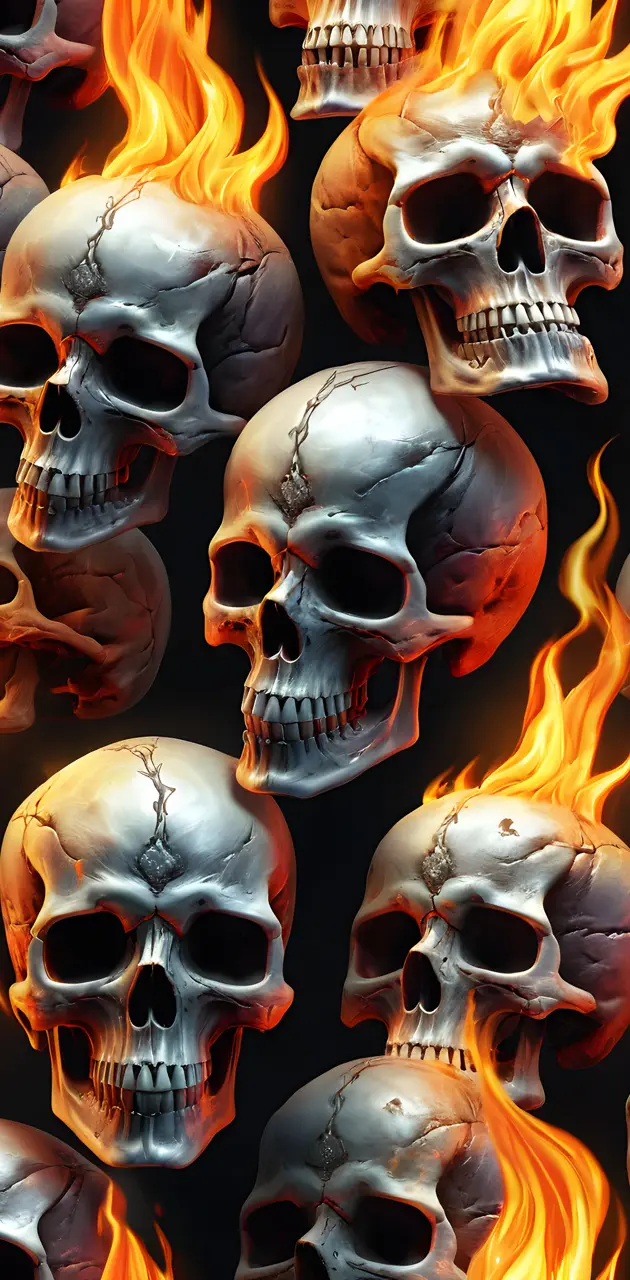 Flaming Skulls 3D