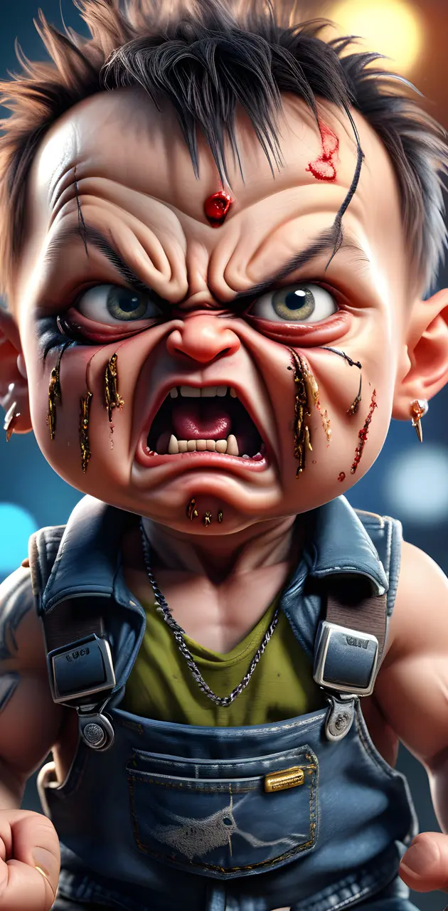 Chucky baby, angry baby, in your face,