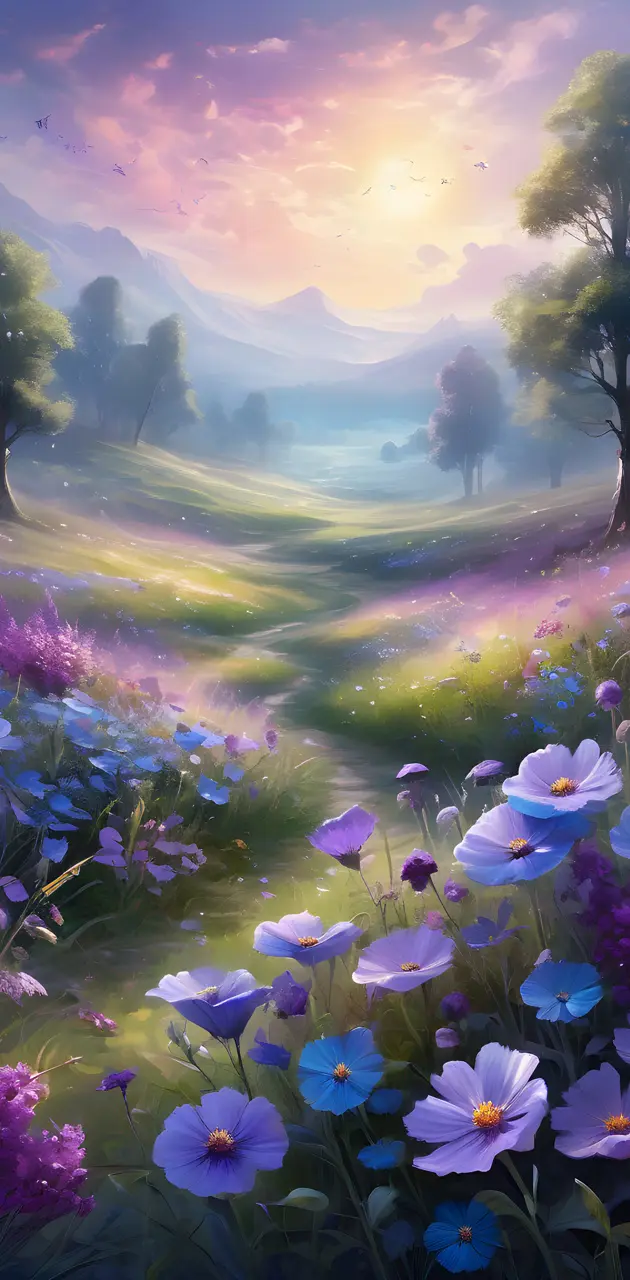 Purple and blue flower meadow
