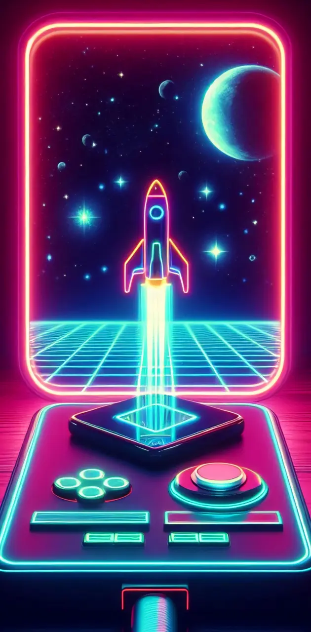 Neon Gaming Spaceship