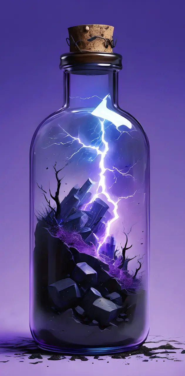 lightning ⚡ ⛈️ in a bottle purple, black and blue