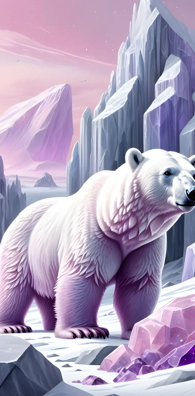polor bear on snow crystal landscape