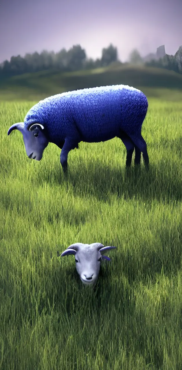 Blue sheep in field