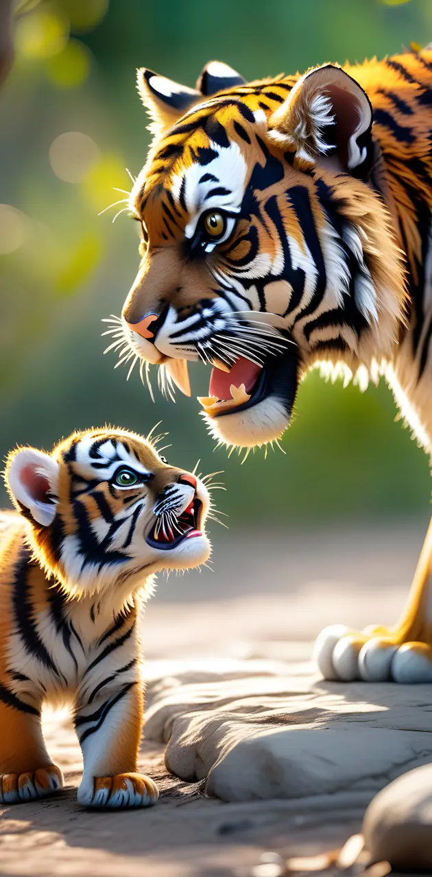 baby and mommy tiger