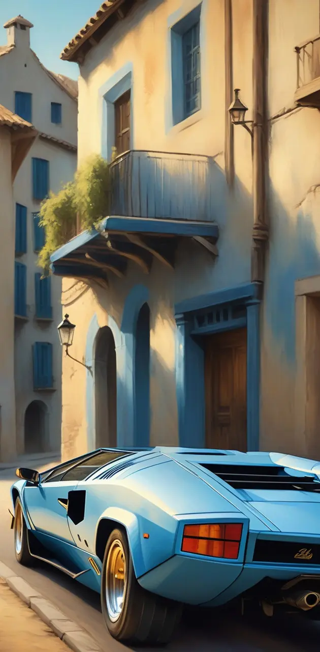 Lamborghini bleu de dos 