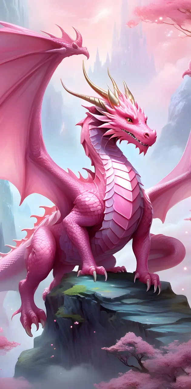 a pink dragon with wings