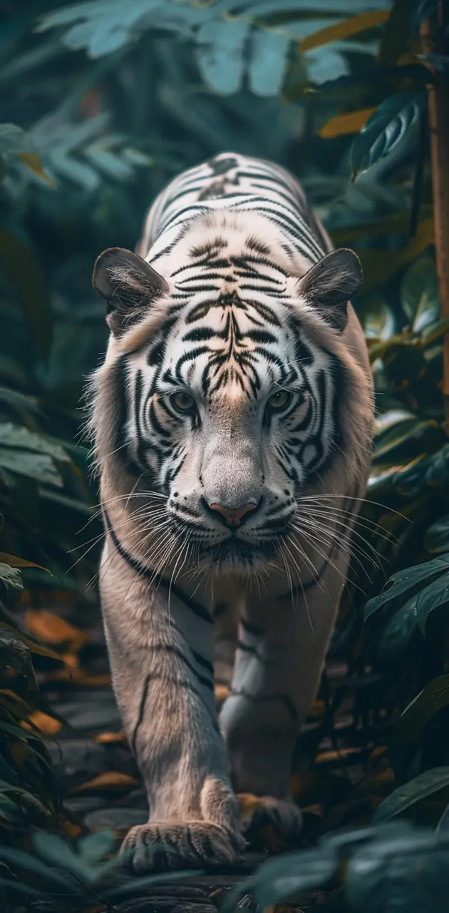  white bengal tiger vegetation, predator wildlife endangered animal