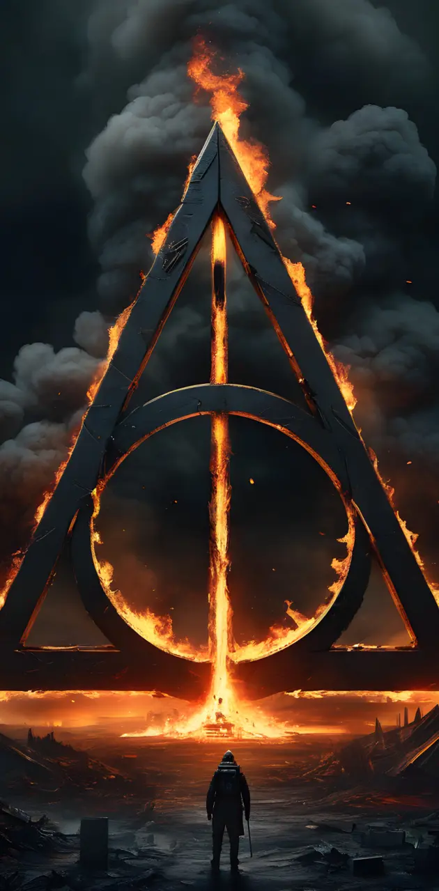 Deathly Hallows Symbol on fire 