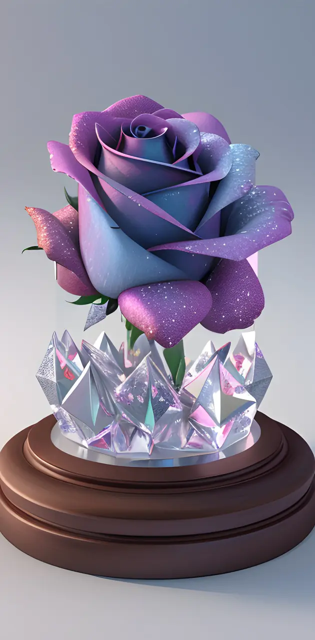 a purple flower surrounded by gems in a globe