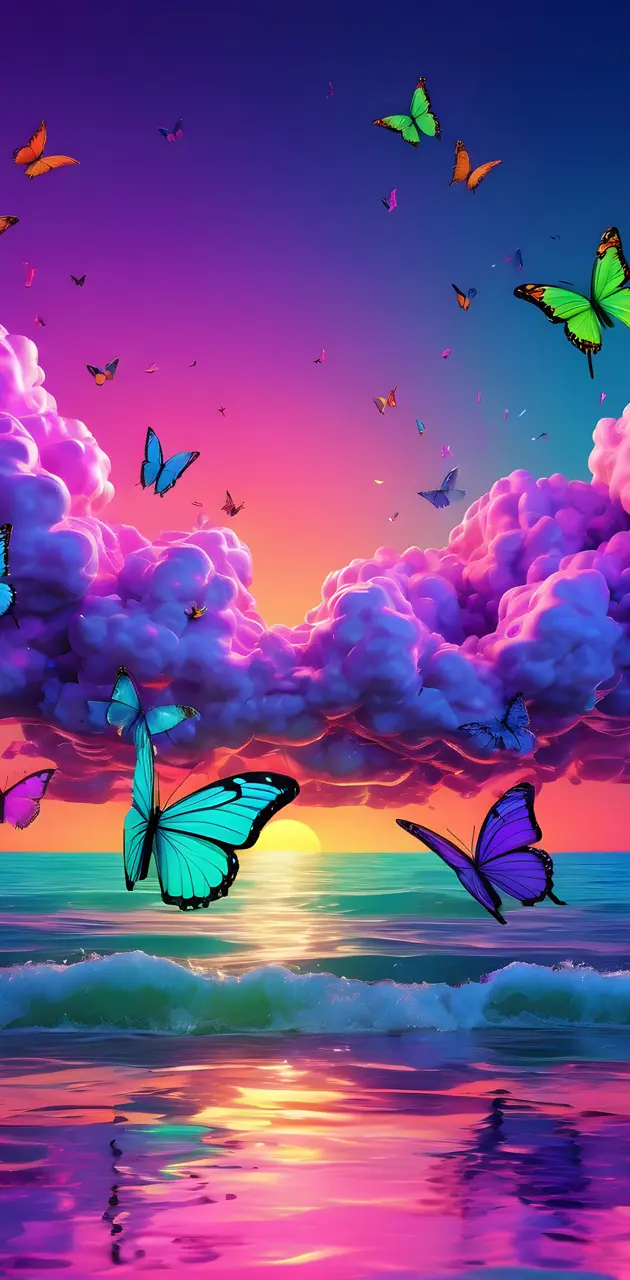 Rainbows and Butterflies at sunset