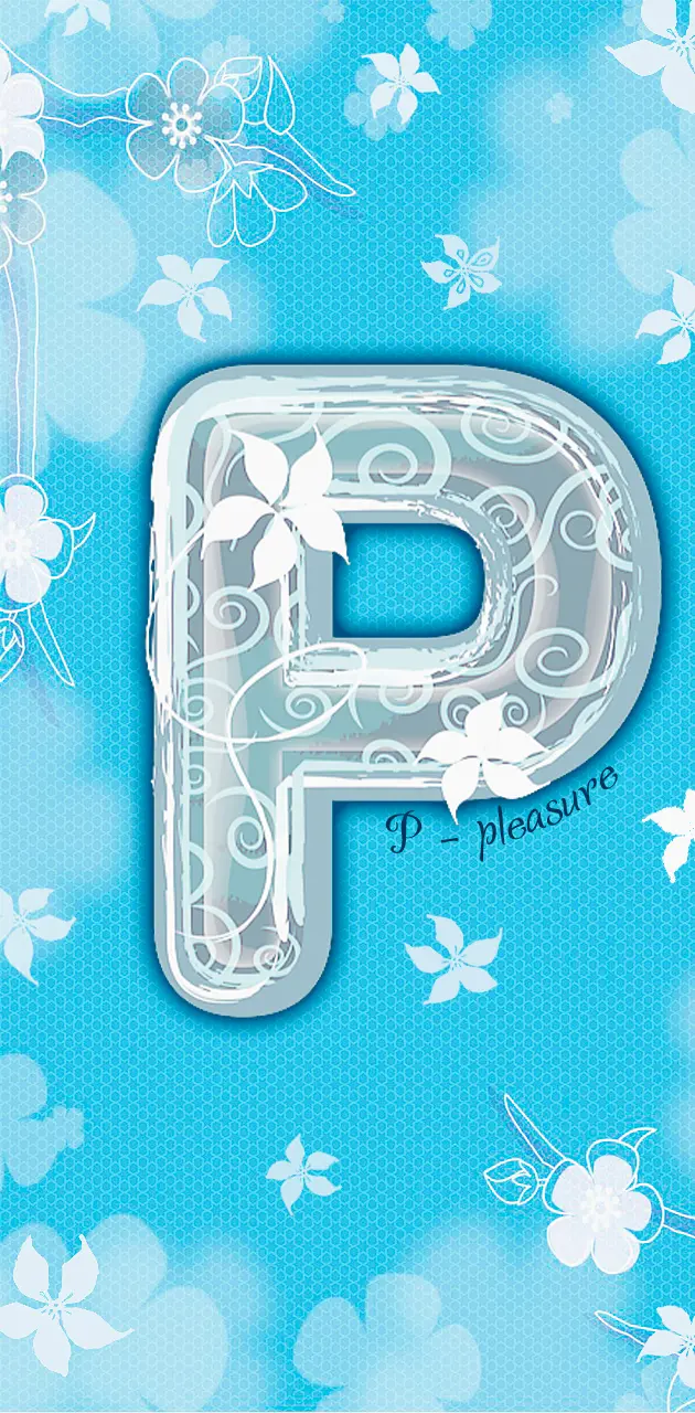 letter P blue floral