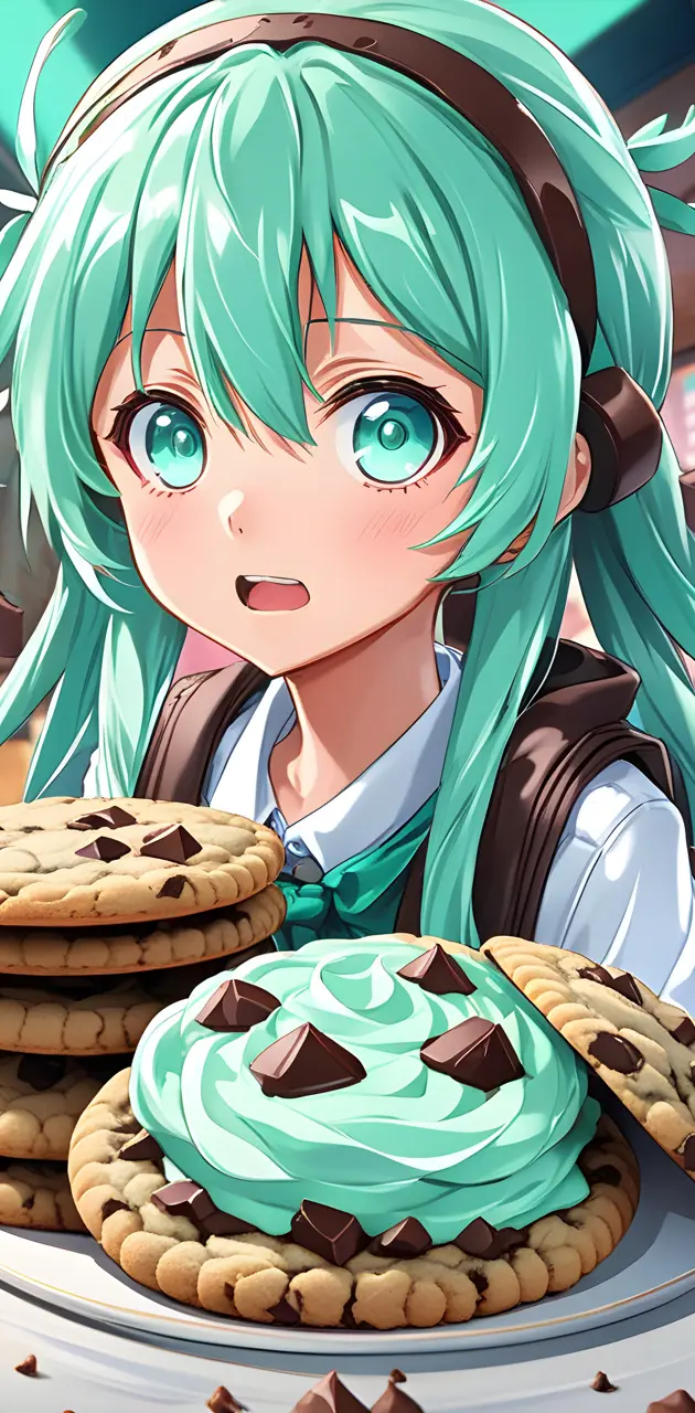 girl making mint chocolate cookies with filling