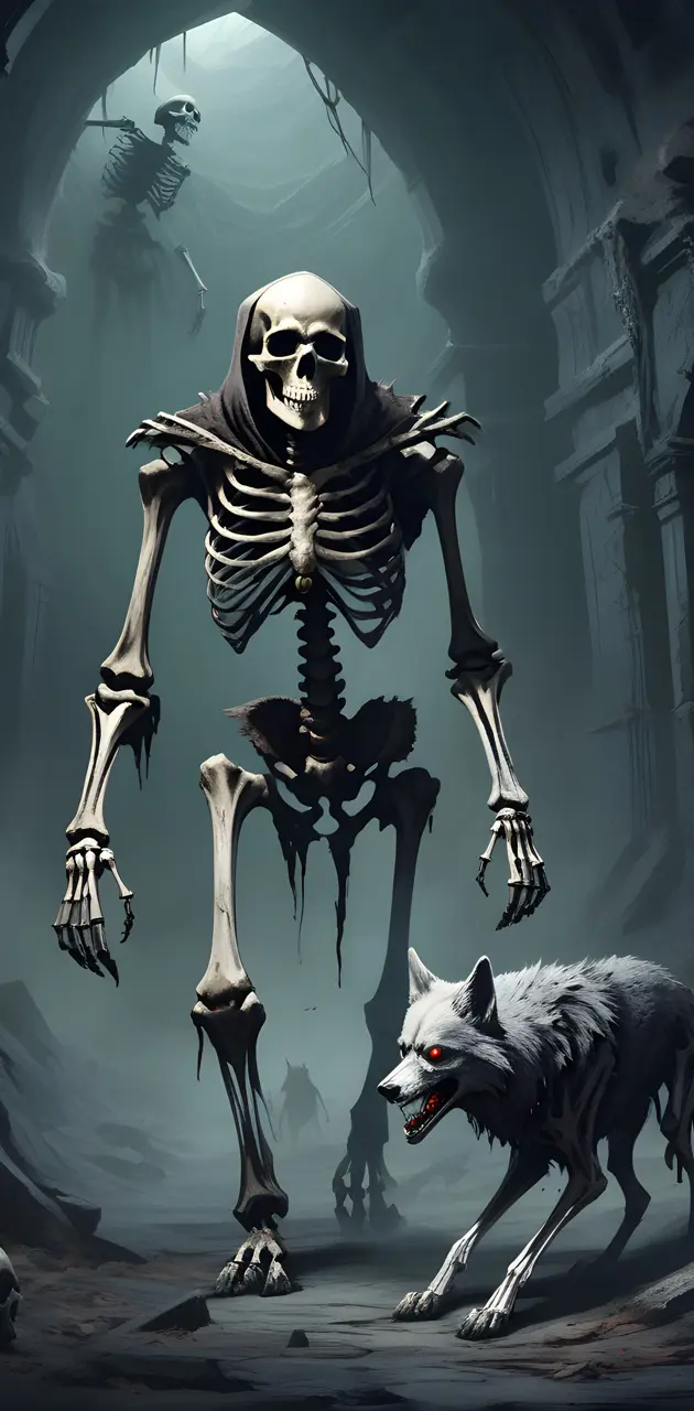 a skeleton of a dog