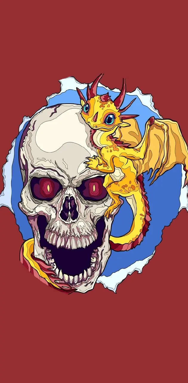 skull and dragon