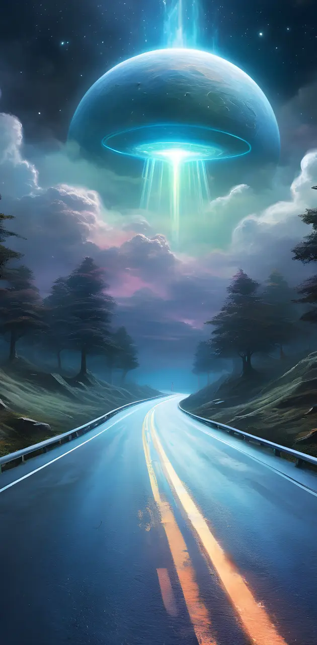 a road with a bright light