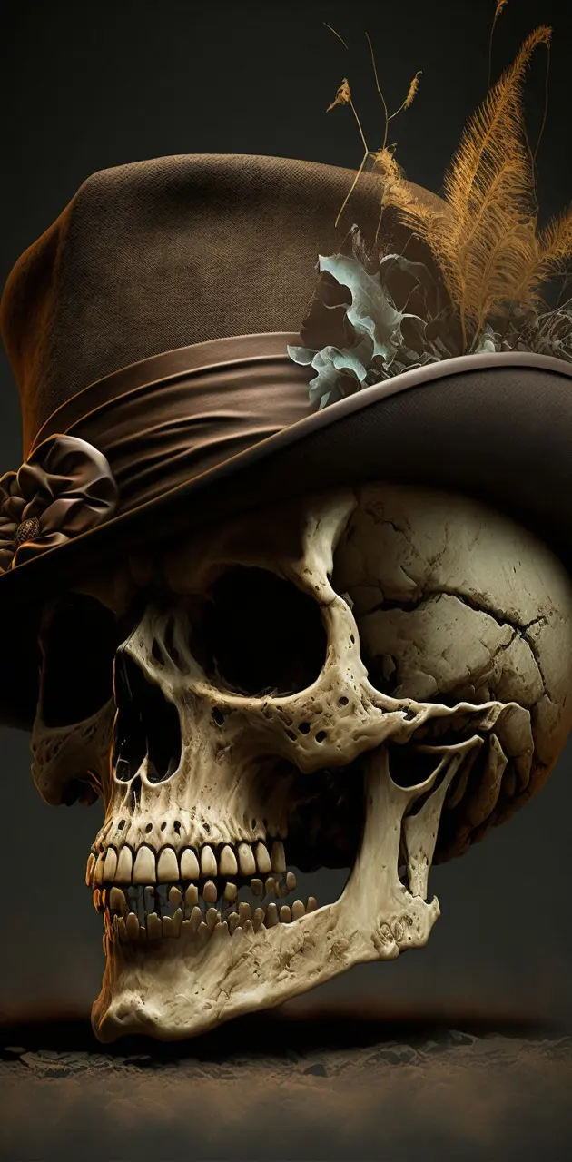 Skull wearing a hat