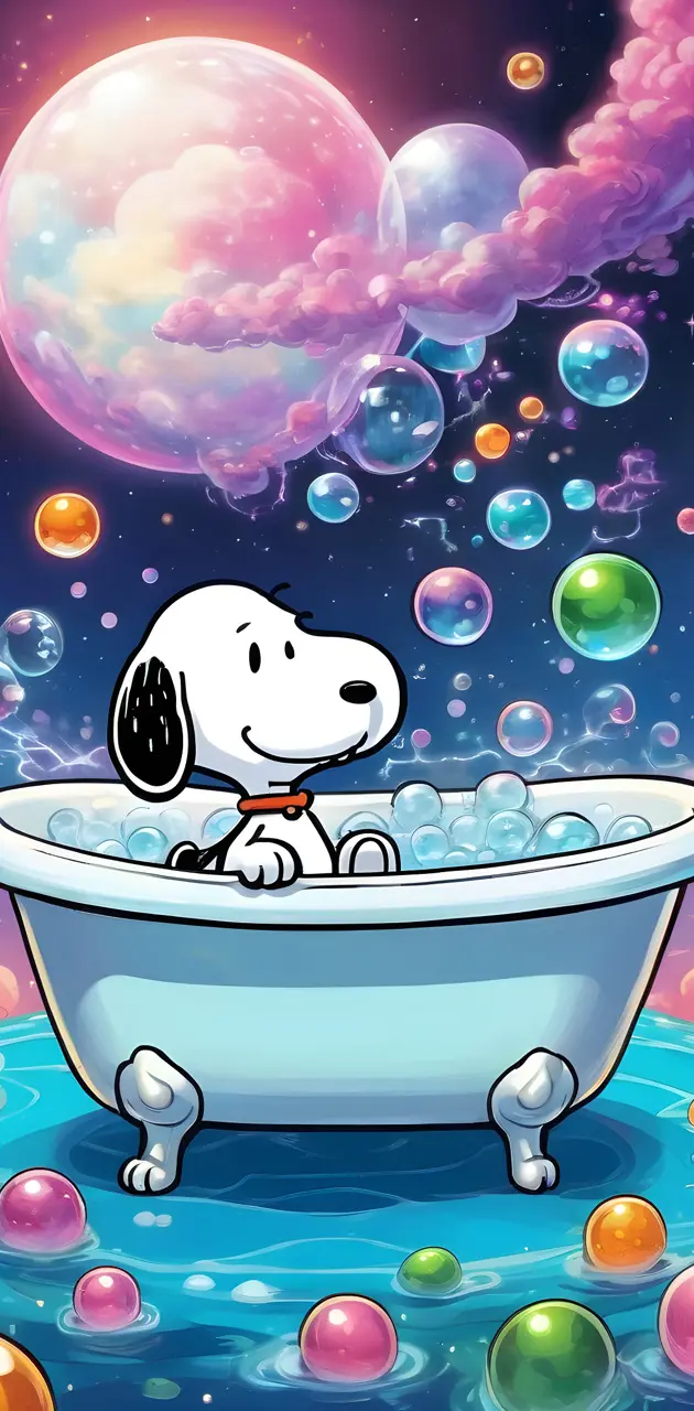a cartoon of a cat in a bathtub with bubbles