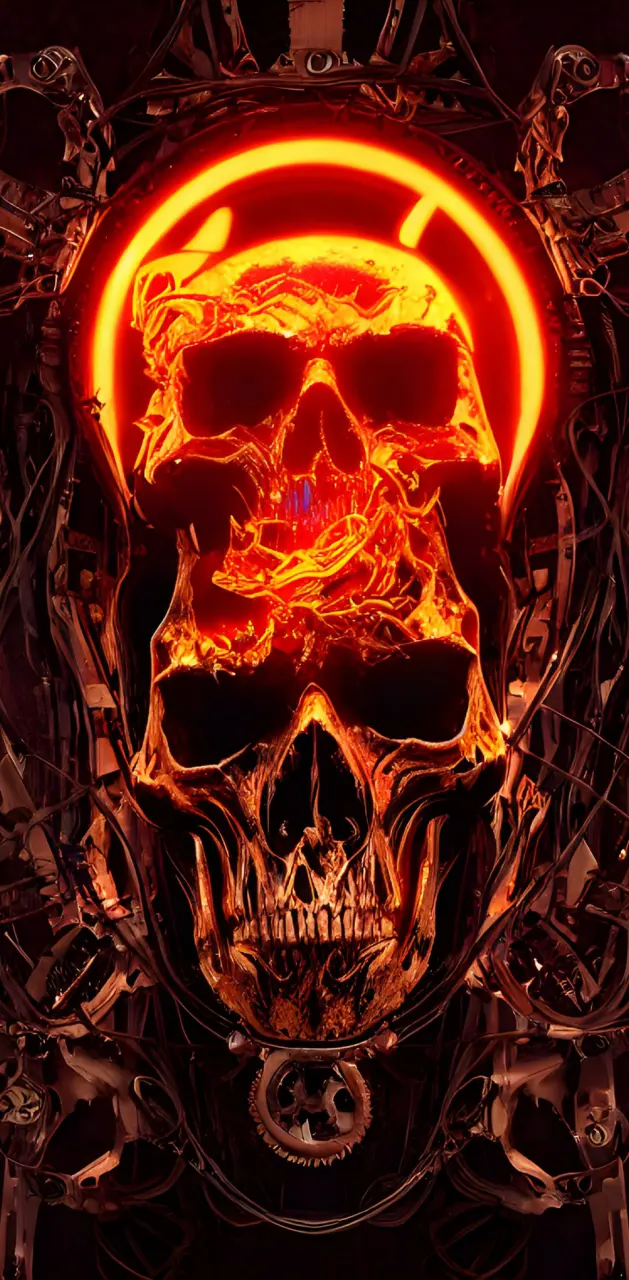 Flaming skull candle