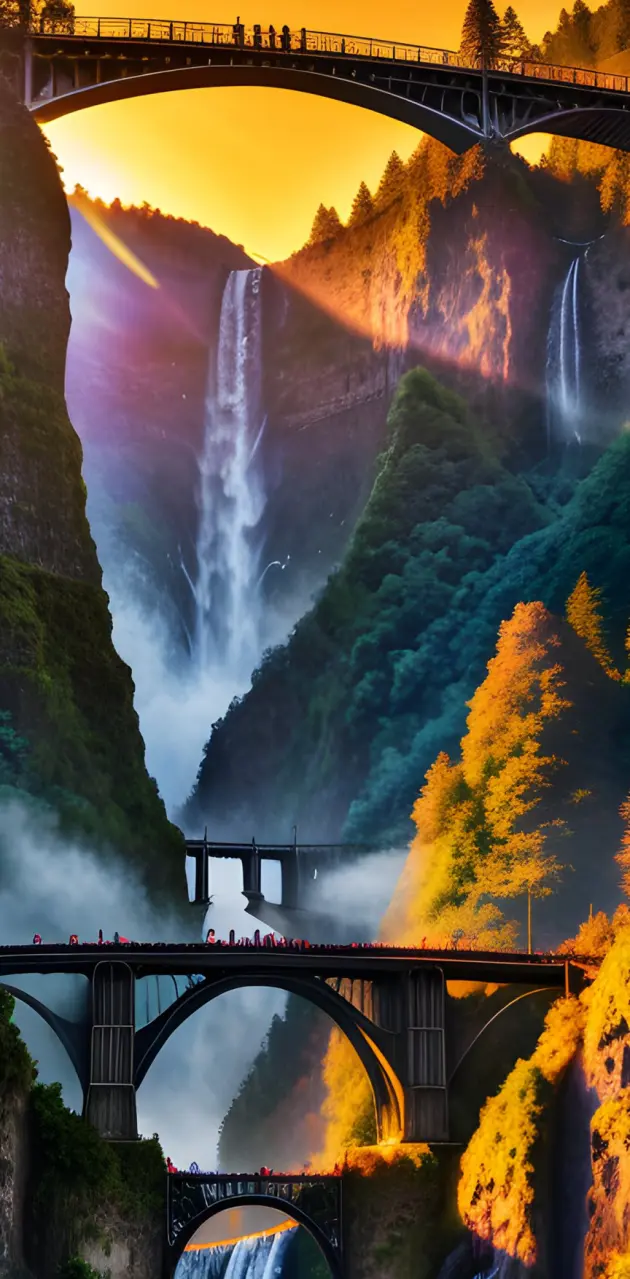 towering waterfall 