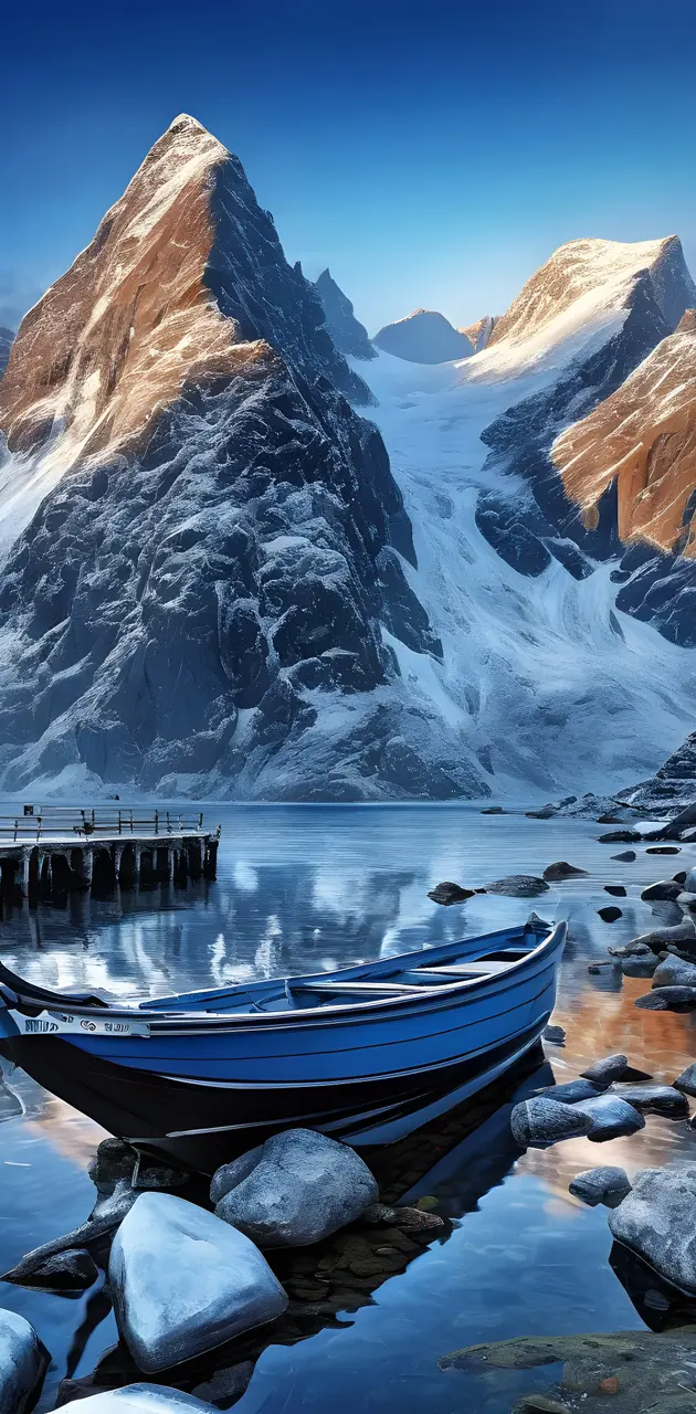 Boat and mountains
