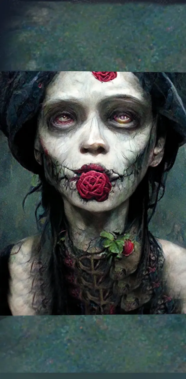 Zombie eating rose