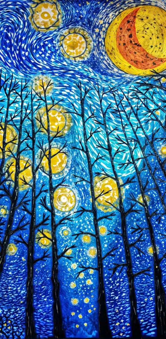Forest starry night 