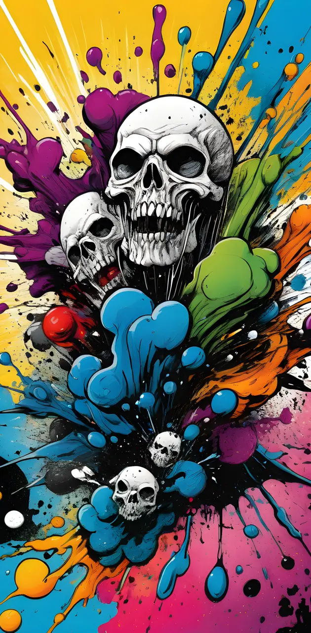 skulls in colour splash