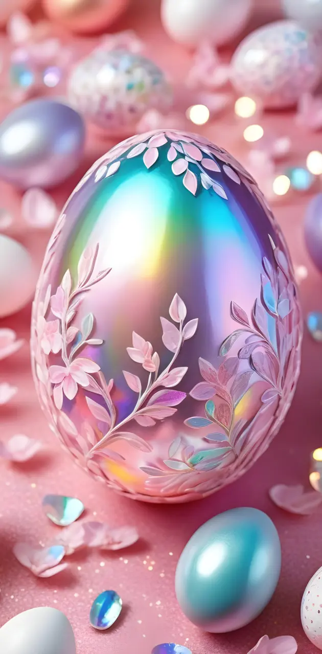 Iridescent floral Easter egg