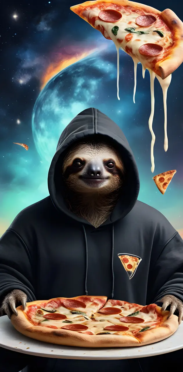 sloth on pizza galaxy