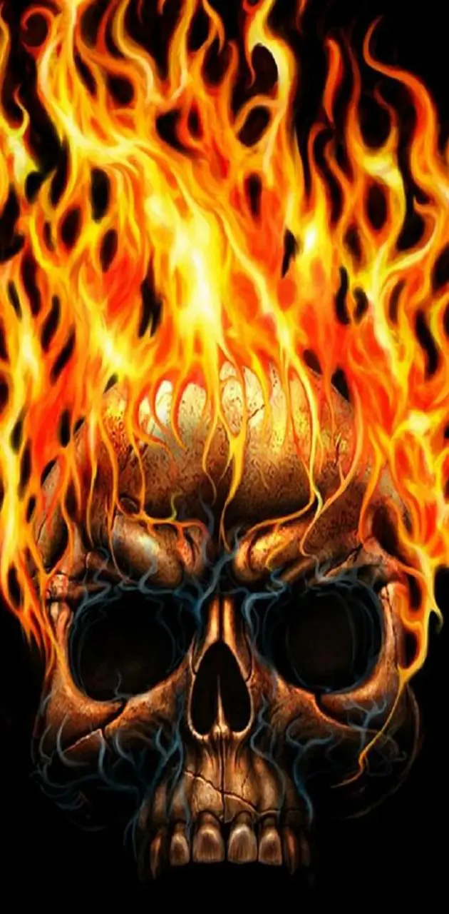 fire art skull