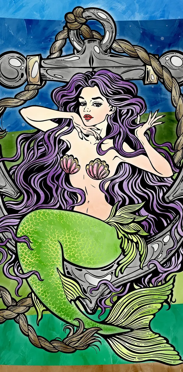 Purple hair mermaid