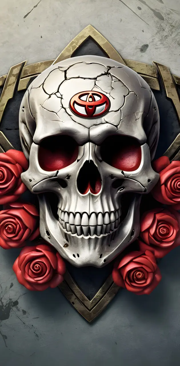 Toyota with skull and roses