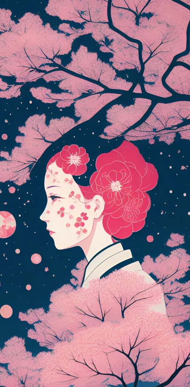 girl cherry blossoms